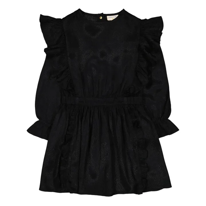 Vestido con textura Olympe | Negro- Imagen del producto n°0