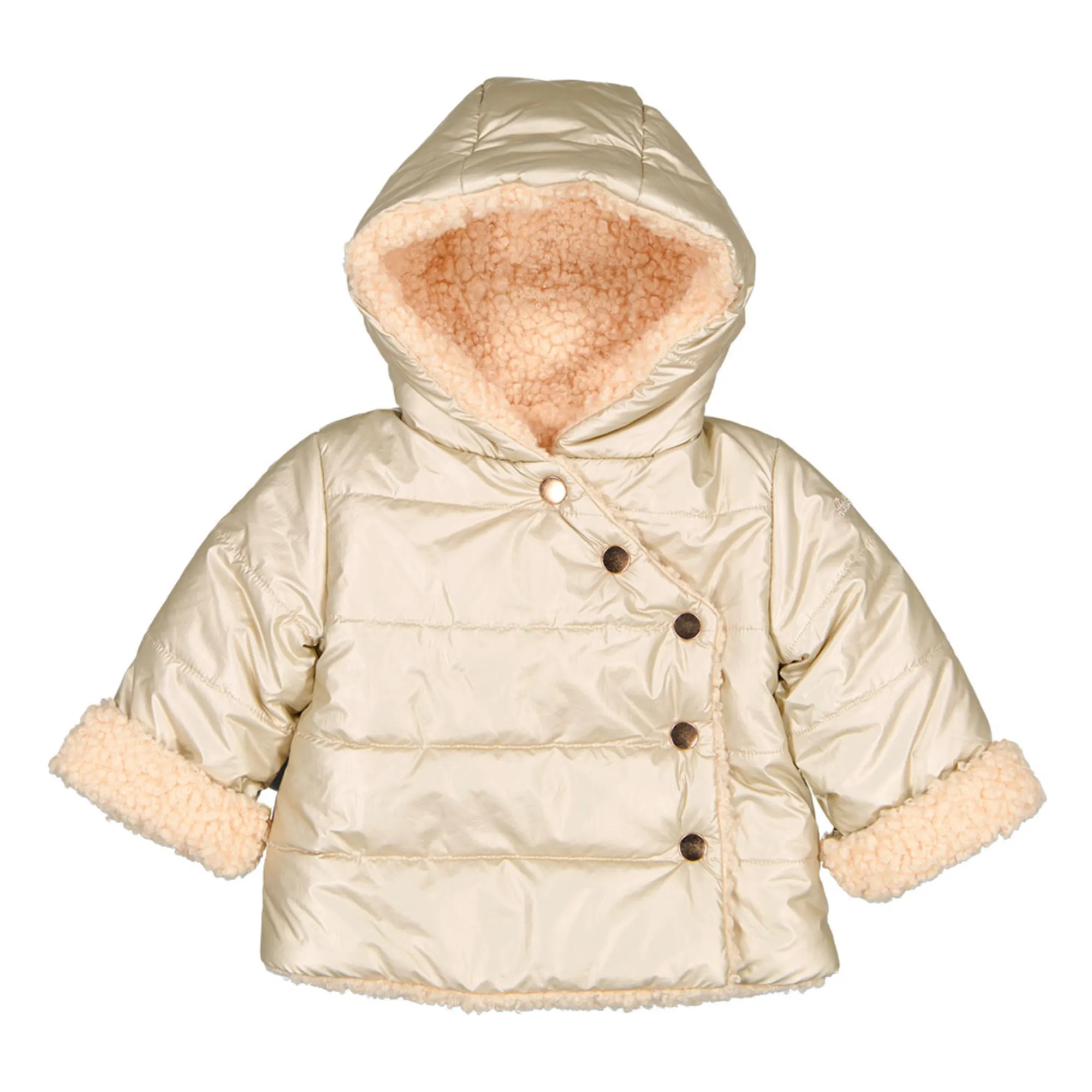 Louis Louise Gold Givre Metallic Sherpa-Lined Coat