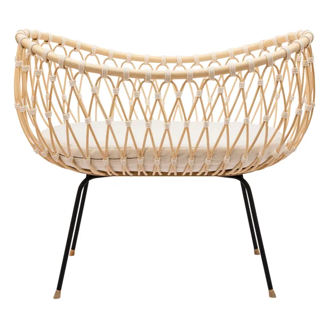 Wiege Emil aus Rattan - Baumwoll-Links