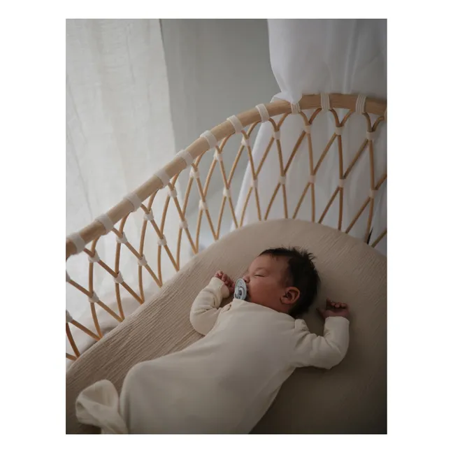 Wiege Emil aus Rattan - Baumwoll-Links