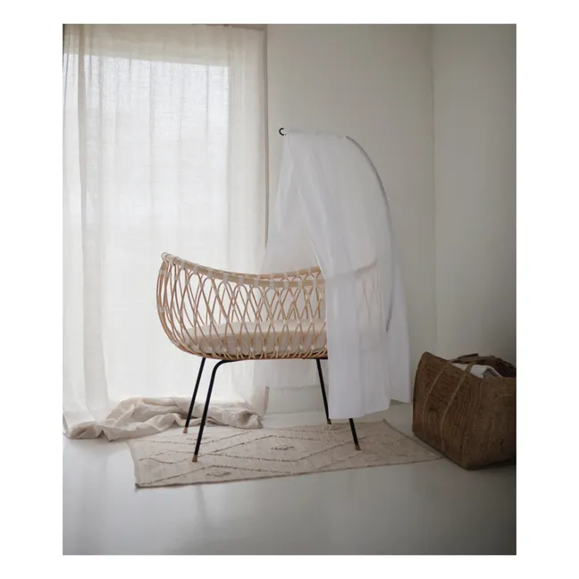 Wiege Emil aus Rattan - Baumwoll-Links