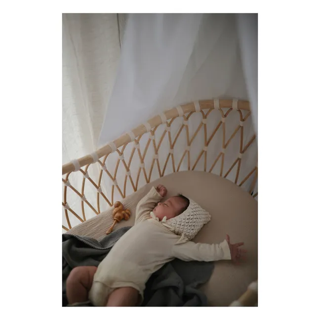 Wiege Emil aus Rattan - Baumwoll-Links