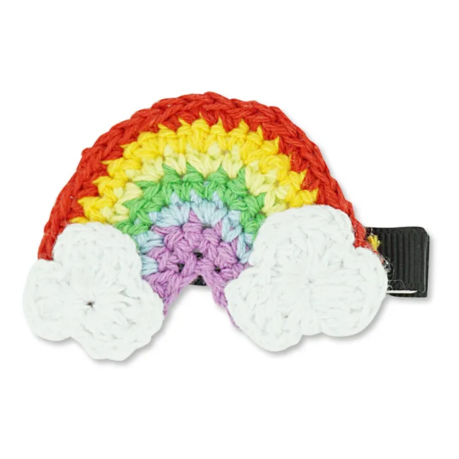 Rainbow Crochet Hair Clip | White