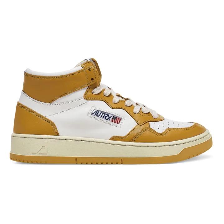 Medalist Mid-Top Leather Two-Tone Sneakers | Yellow- Product image n°0