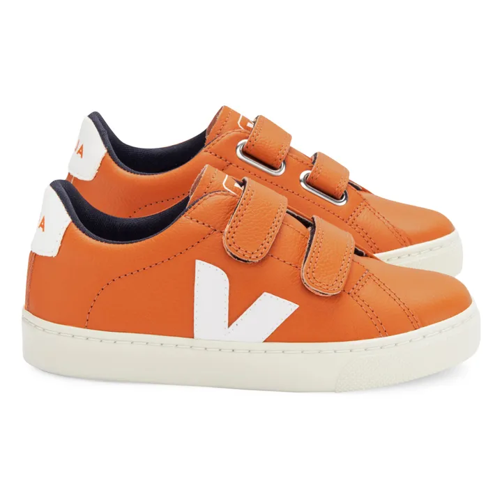 Esplar Leather Velcro Sneakers | Orange- Product image n°0