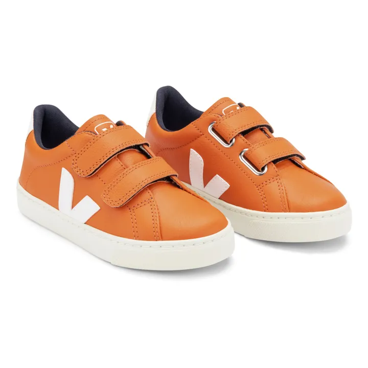 Esplar Leather Velcro Sneakers | Orange- Product image n°1
