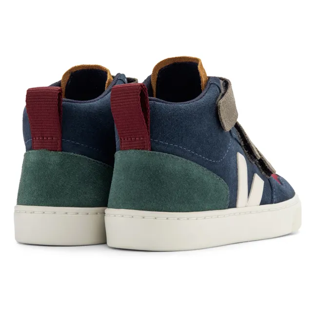 V-10 Suede Mid-Top Velcro Sneakers | Navy blue