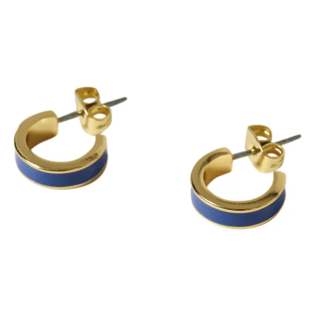 Mini Bangle Hoop Earrings | Blue