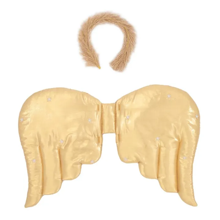 Ailes d'Ange matelassées en lamé et Headband | Doré- Image produit n°0