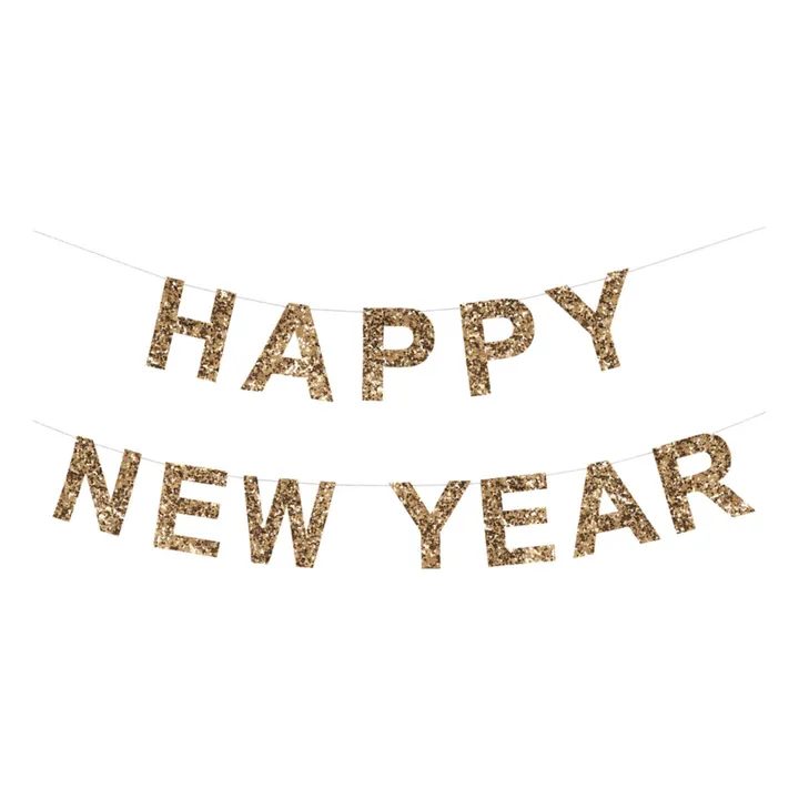 Guirlande Happy New Year à paillettes | Doré- Image produit n°0