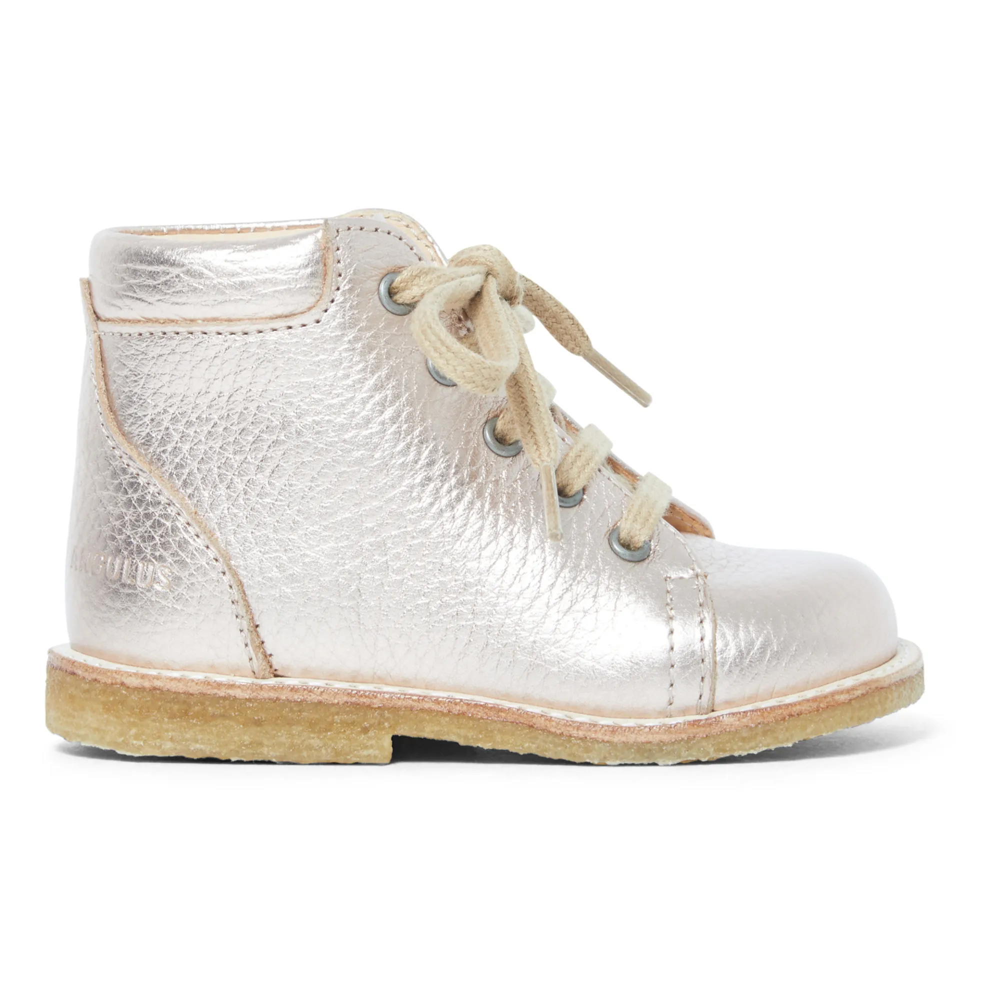 Angulus Pink Gold Lace-Up Ankle Boots