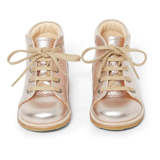 Lace-up Ankle Boots | Pink Gold