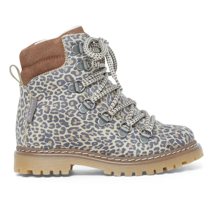 Lace-up Tex Leopard Print Boots | Brown- Product image n°0