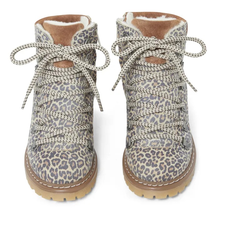 Lace-up Tex Leopard Print Boots | Brown- Product image n°3