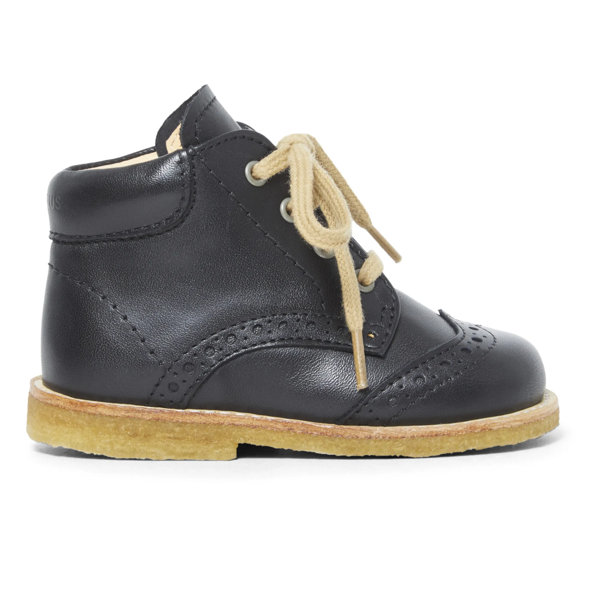Angulus Black Topstiched Lace-Up Boots