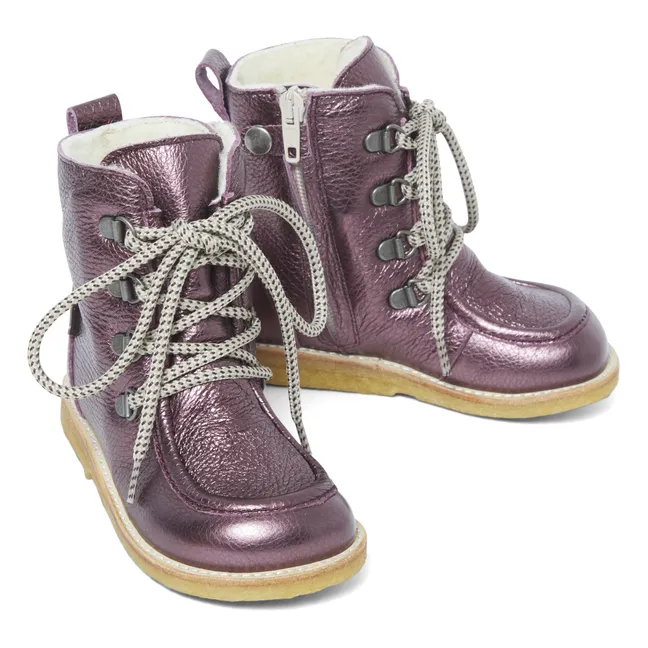 Boots Fourrées Lacets | Violet