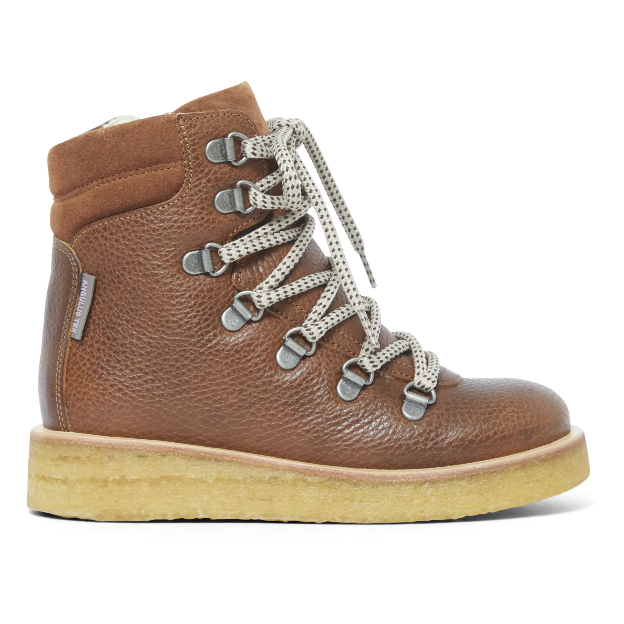 Angulus Cognac Sherpa-Lined Lace-Up Boots