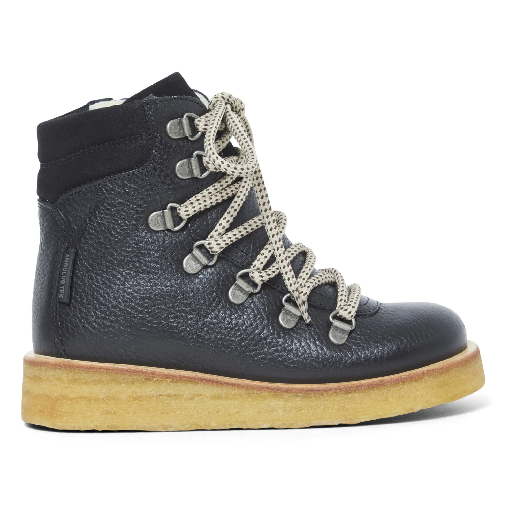 Angulus Black Fleece-Lined Lace-Up Boots