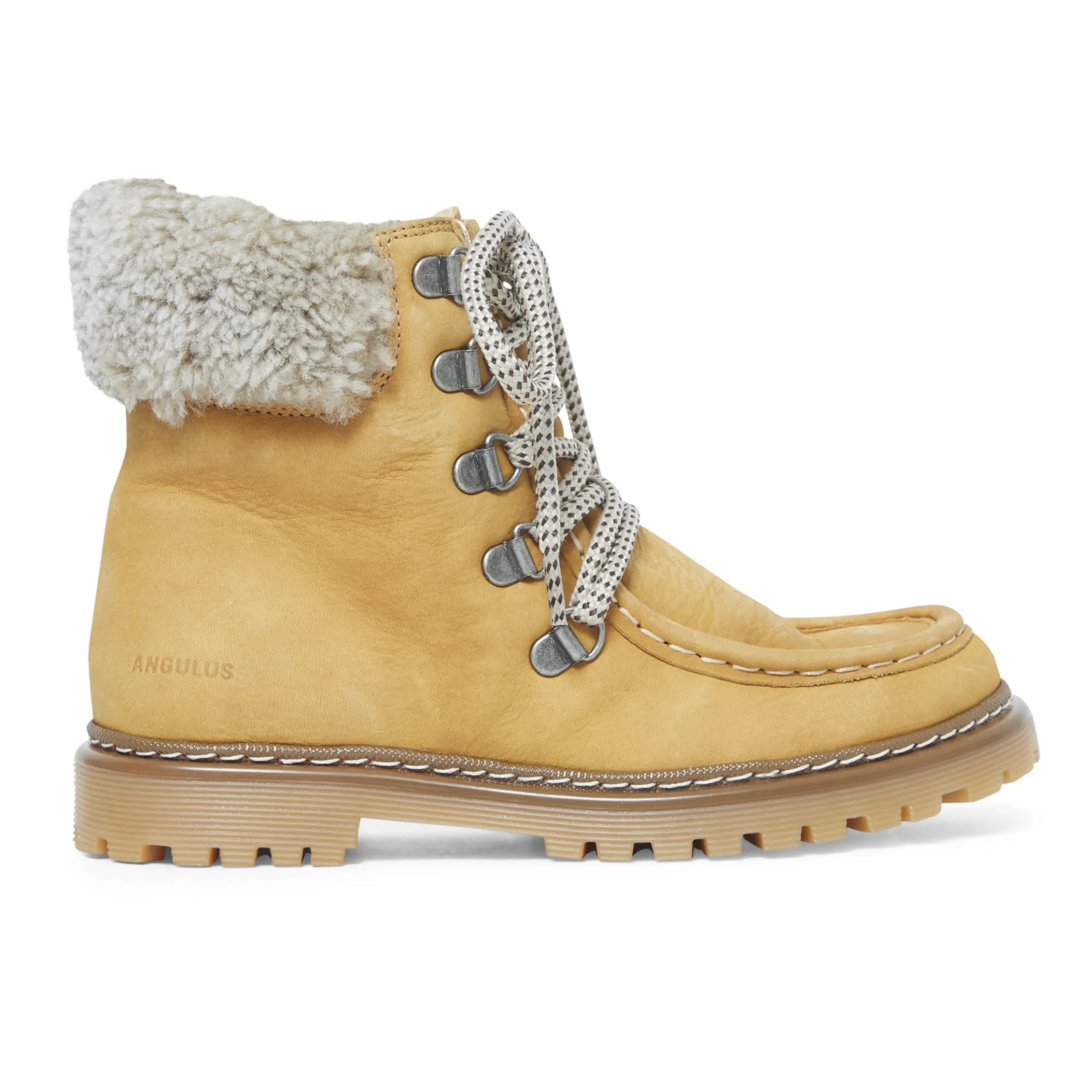 Angulus Camel Lace-Up Shearling Boots