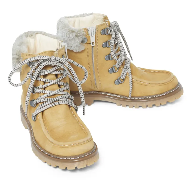 Boots Lacets Shearling | Camel