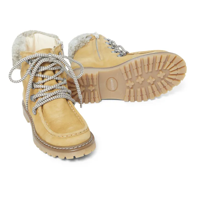 Boots Lacets Shearling | Camel