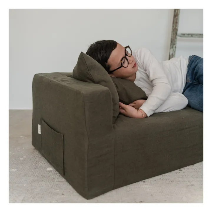 Gaston Washed Linen Cushion | Khaki- Product image n°3