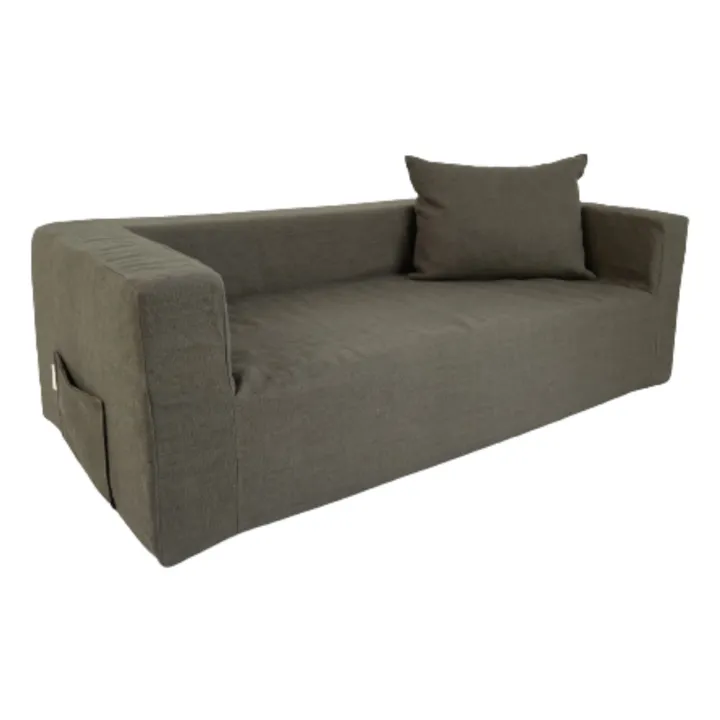 Gaston Washed Linen Cushion | Khaki- Product image n°5