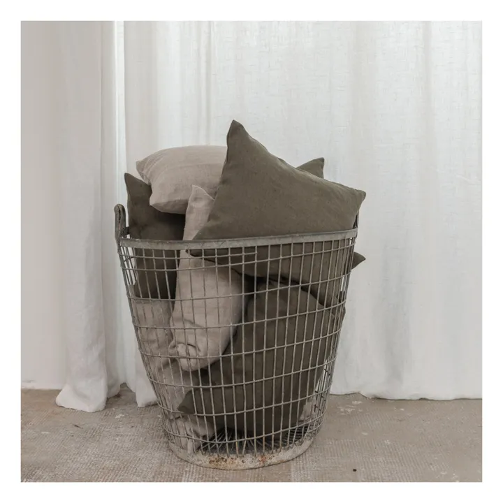 Gaston Washed Linen Cushion | Khaki- Product image n°6