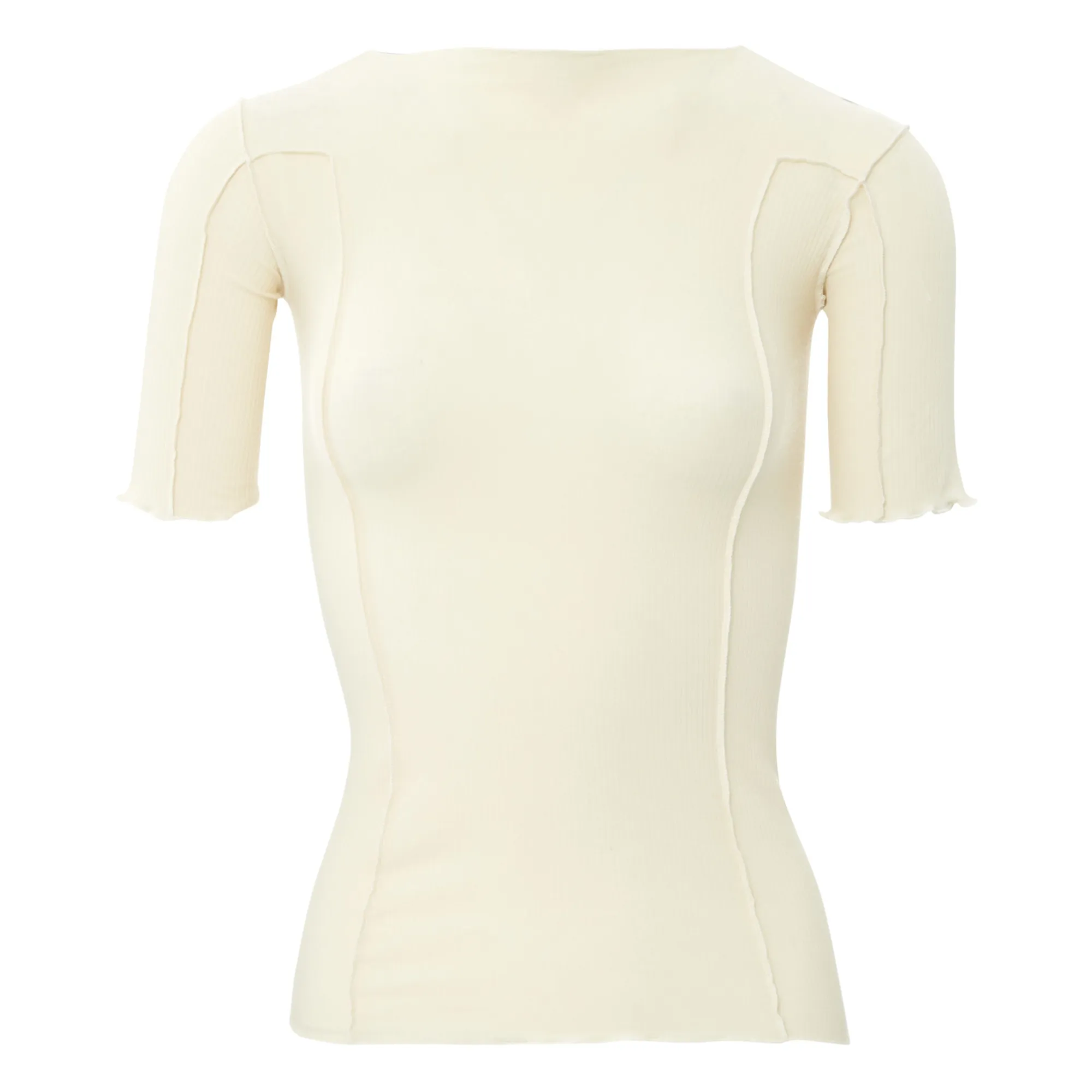 Baserange Off White Omato Ribbed Organic Cotton T-Shirt