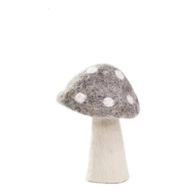 Dotty Felt Decorative Mushroom | Light grey