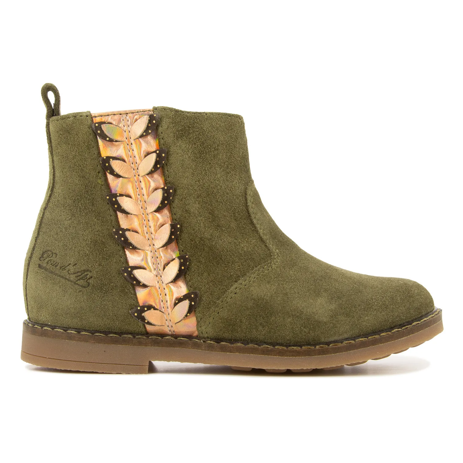 Pom D'api Olive Green Trip Leaf Suede Boots