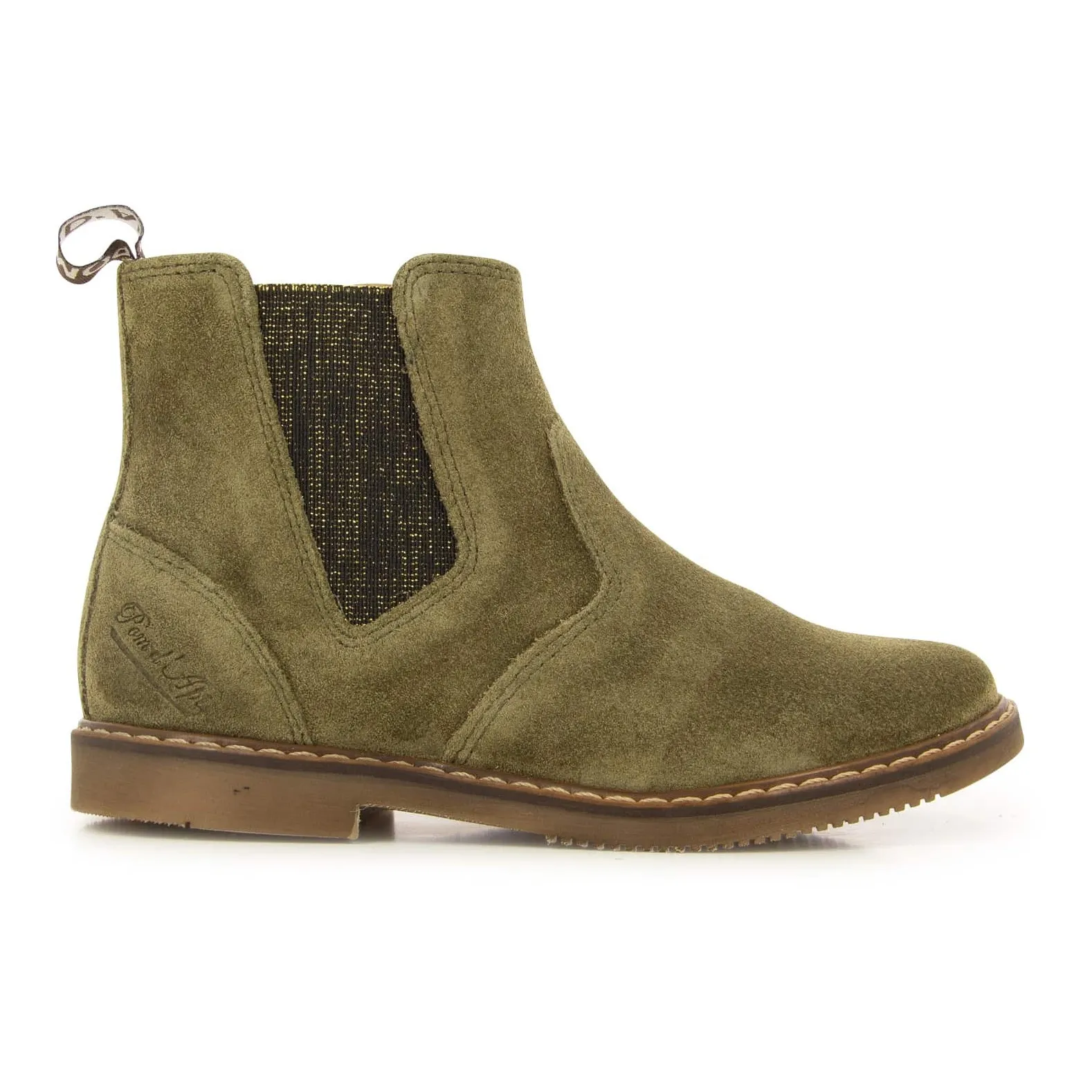 Pom D'api Olive Green Chelsea City Jodzip Suede Boots