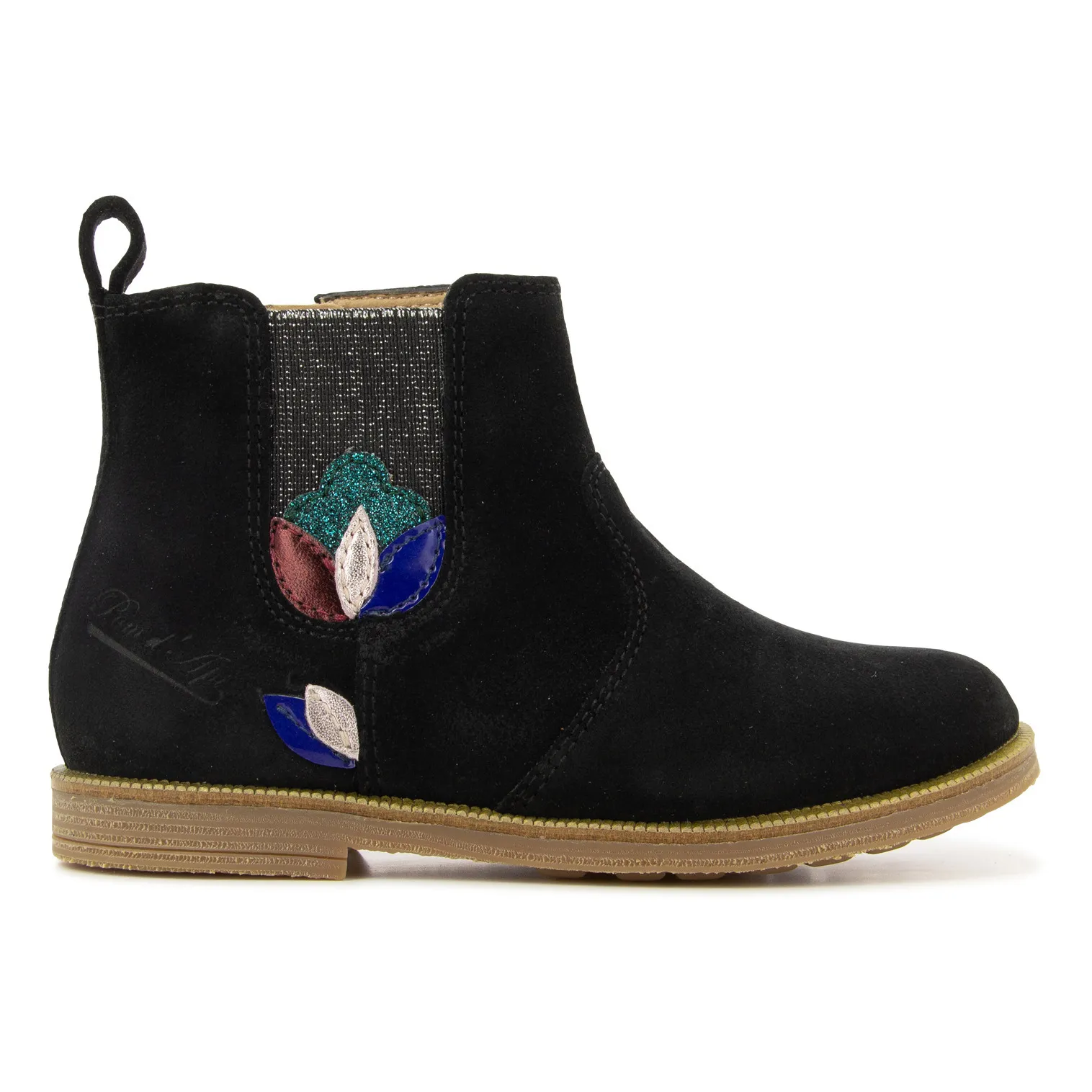 Pom D'api Black Trip-Rolls Flora Suede Chelsea Boots