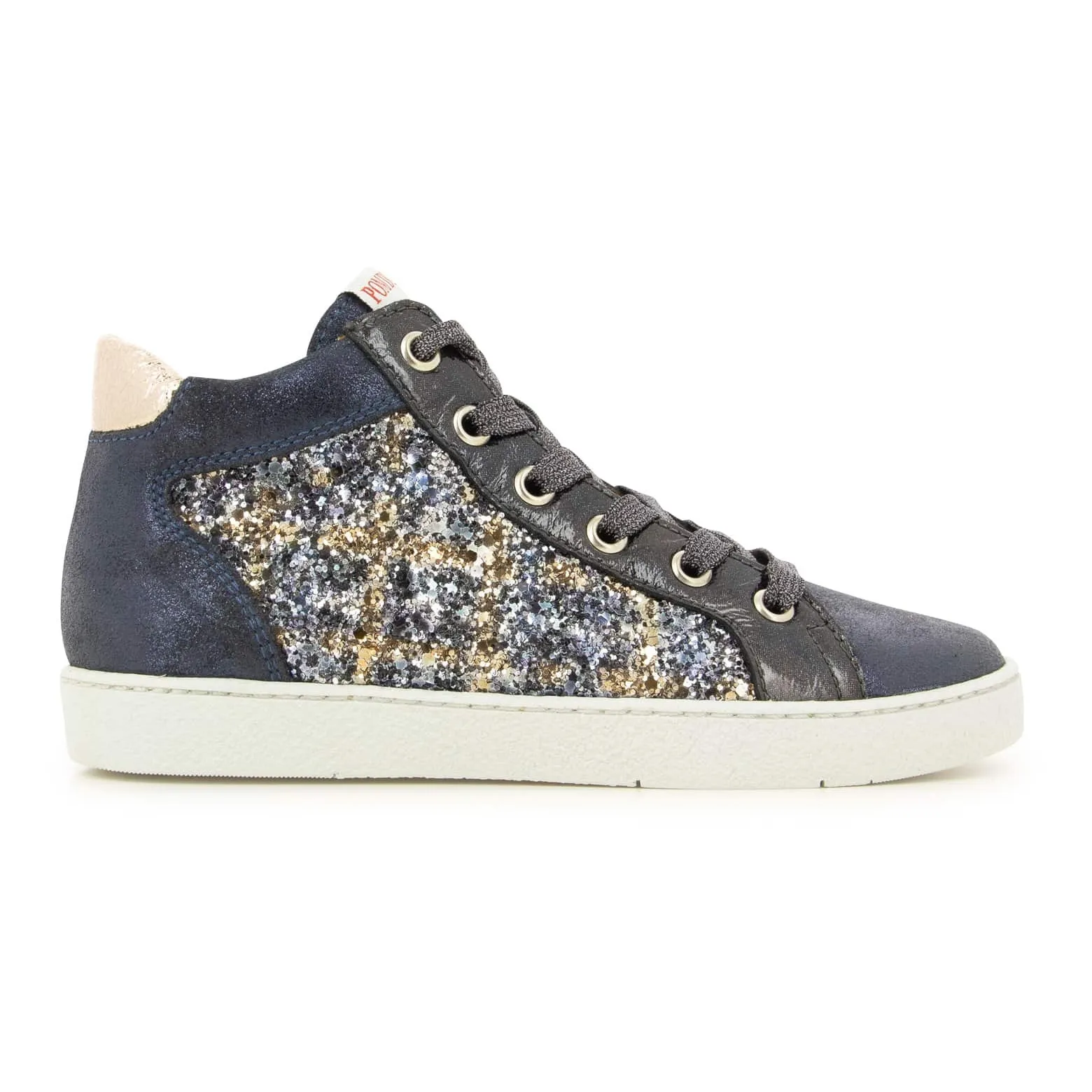 Pom D'api Navy Blue Top Zippy Sparkly Sneakers