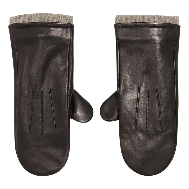 Gaia Leather Mittens - Women's Collection  | Black- Product image n°0