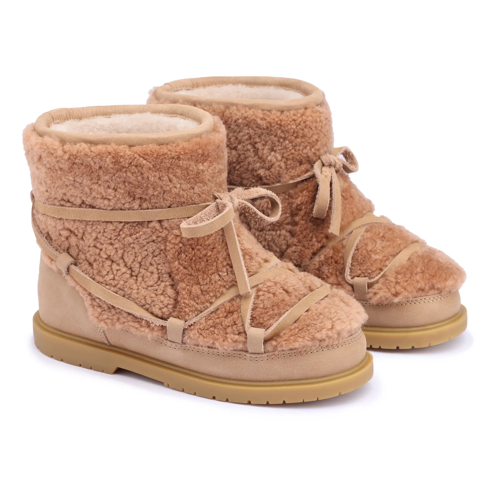 Donsje Beige Inuka Fur-Lined Boots