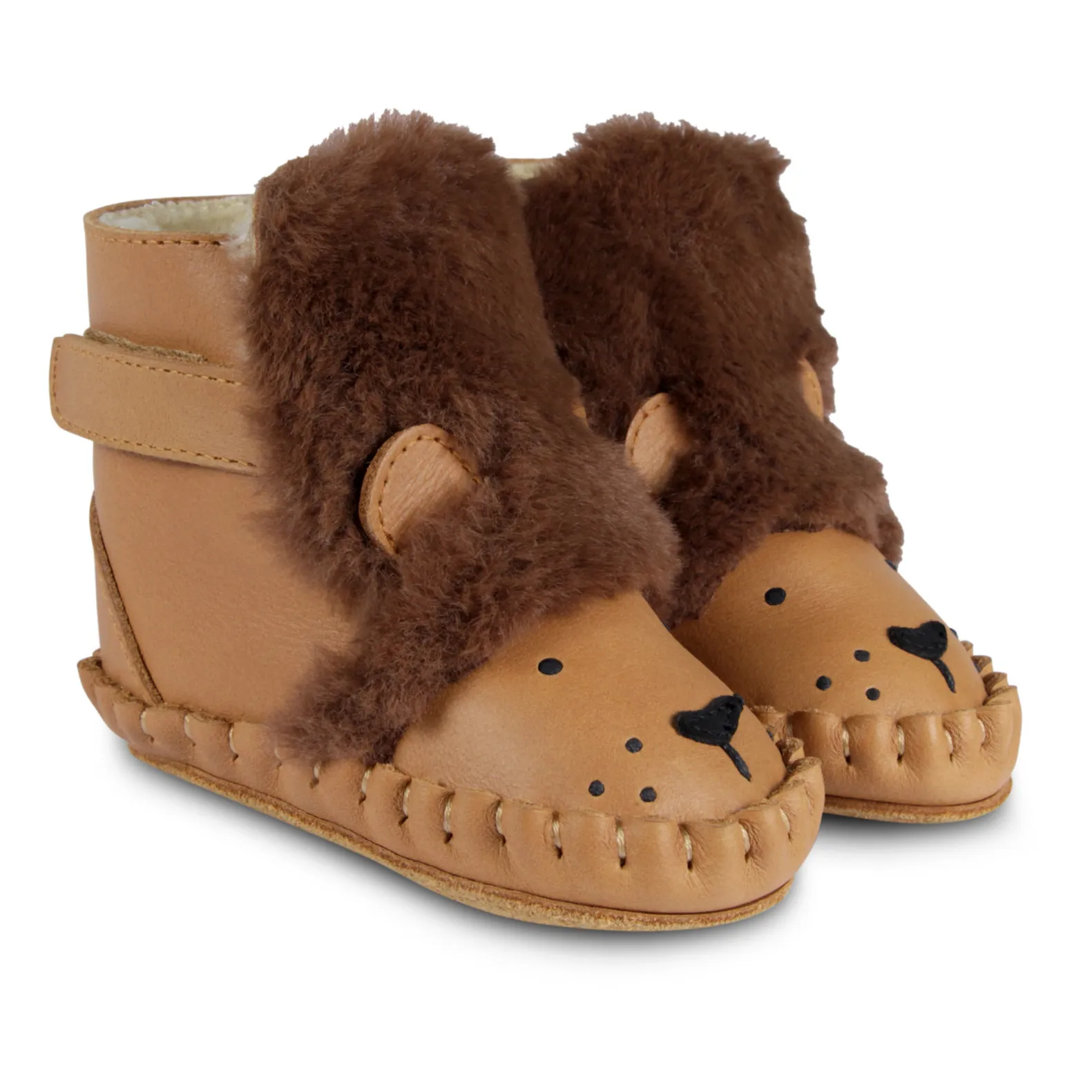 Donsje Camel Kapi Lion Fur-Lined Booties