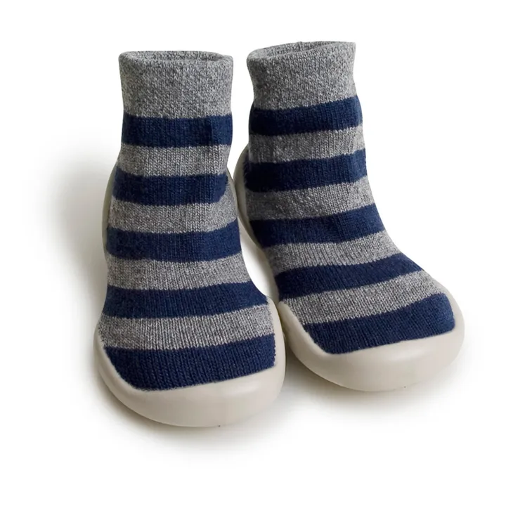 Hausschuhe Mountain Stripes Kaschmir und Wolle | Blau- Produktbild Nr. 0