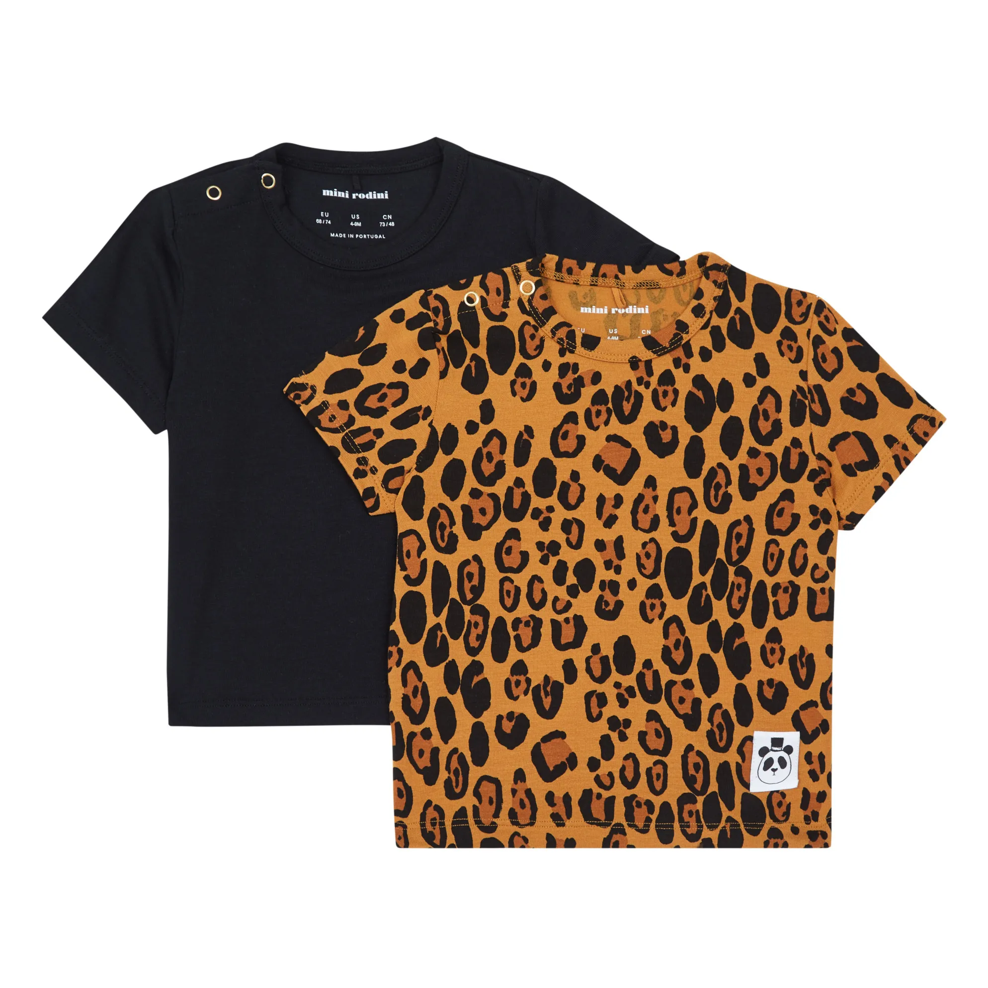 Mini Rodini Brown Leopard T-Shirts - Set Of 2