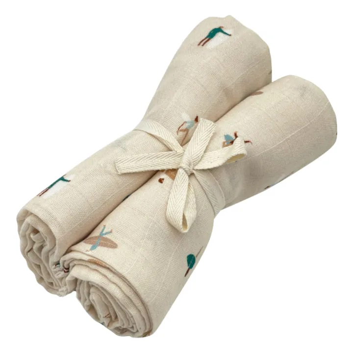 Cotton Muslin Swaddling Cloths - Set of 2 | White- Product image n°0