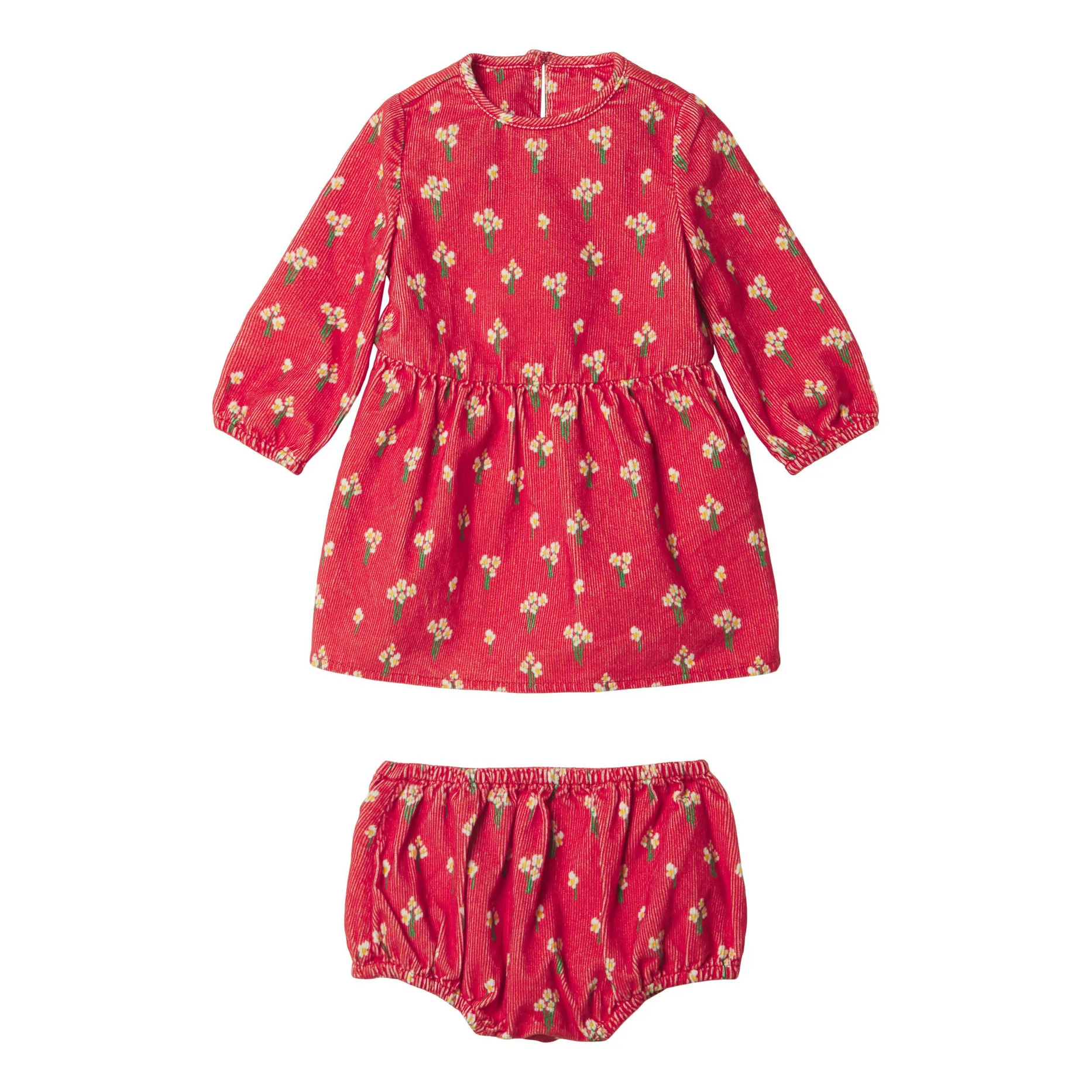 Stella Mccartney Kids Camel Organic Cotton Corduroy Flower Dress