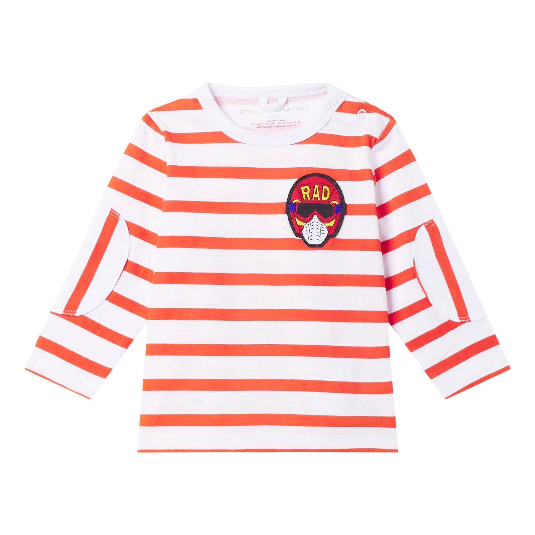 Stella Mccartney Kids White Organic Cotton Striped Badge T-Shirt