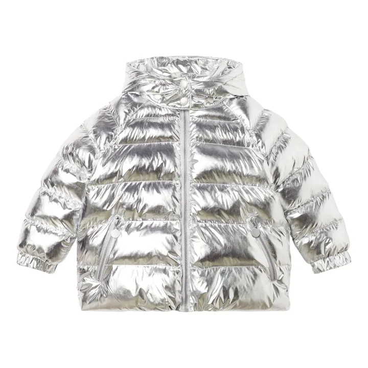 Shiny Recycled Polyester Puffer Jacket | Silver- Product image n°0