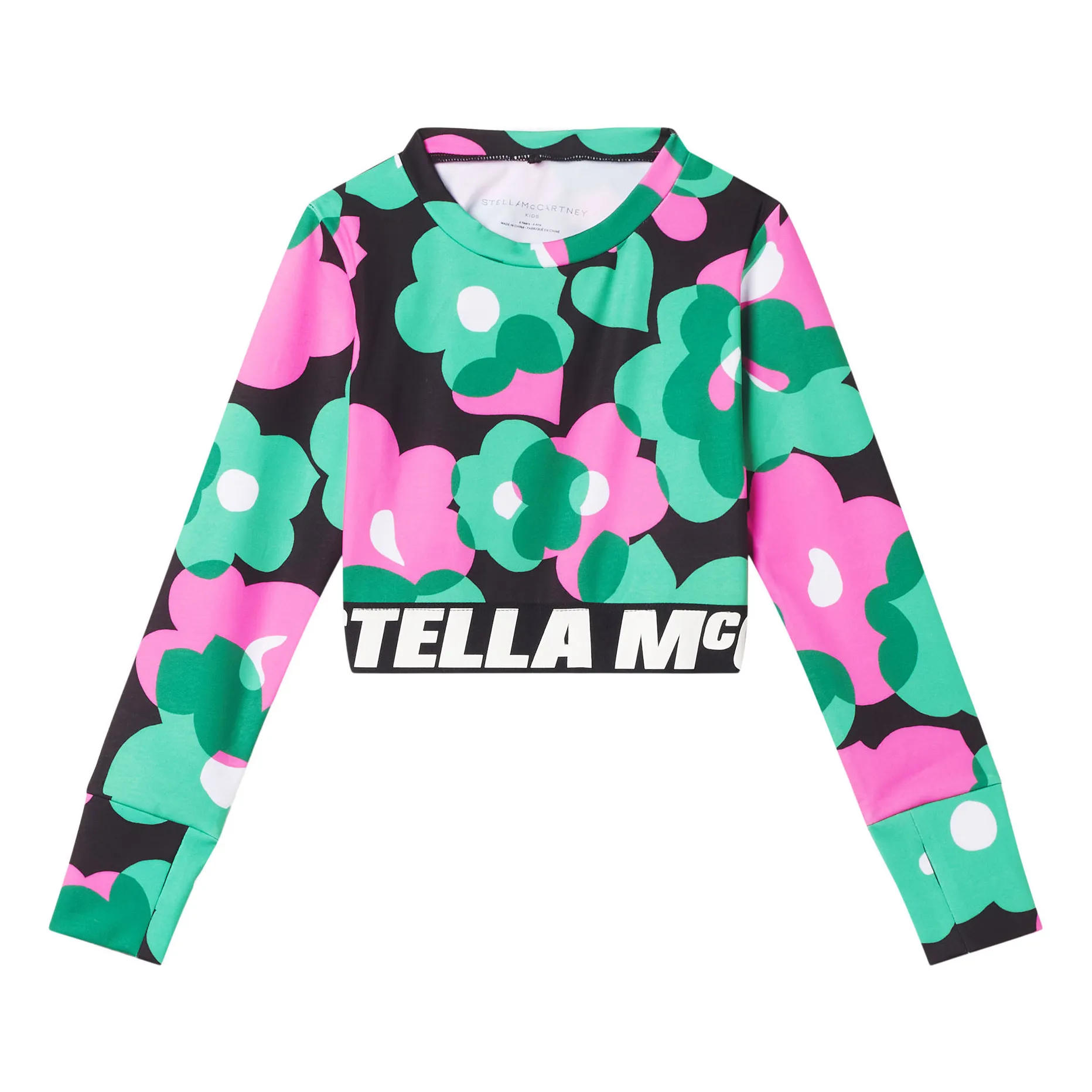 Stella Mccartney Kids Black Cropped Stella T-Shirt - Active Wear Collection