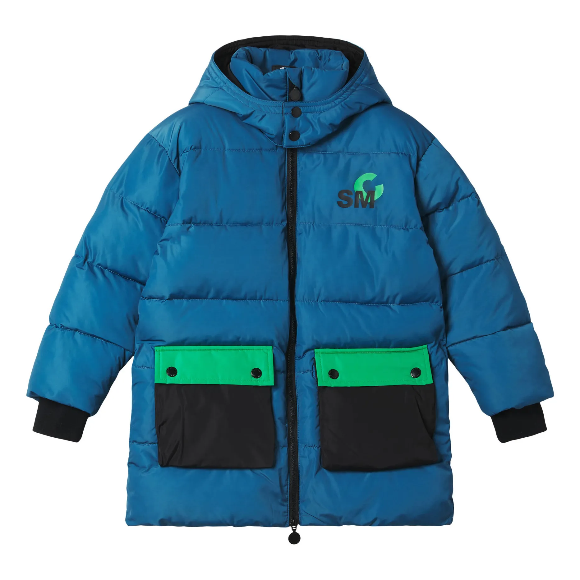 Stella Mccartney Kids Blue Recycled Polyester Long Puffer Jacket