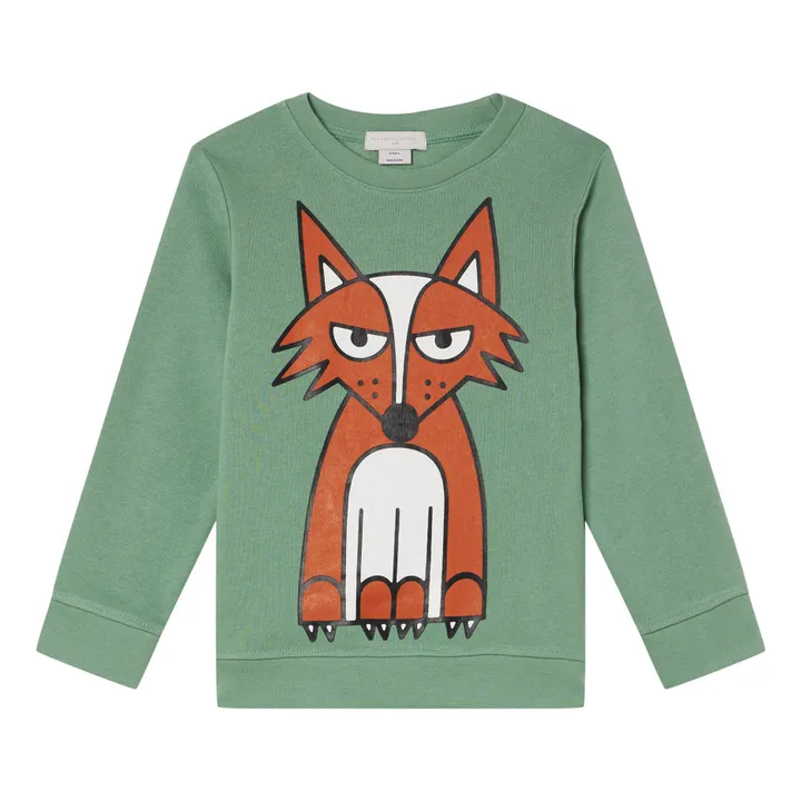 Sweatshirt Sitzender Fuchs Bio-Baumwolle | Mandelgrün- Produktbild Nr. 0