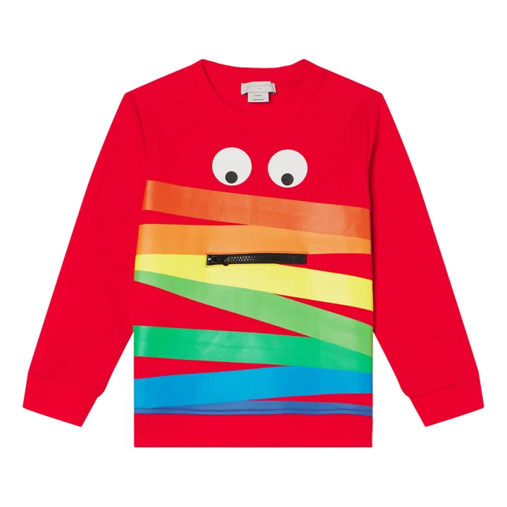 Organic Cotton Rainbow Face Sweatshirt | Red- Product image n°0