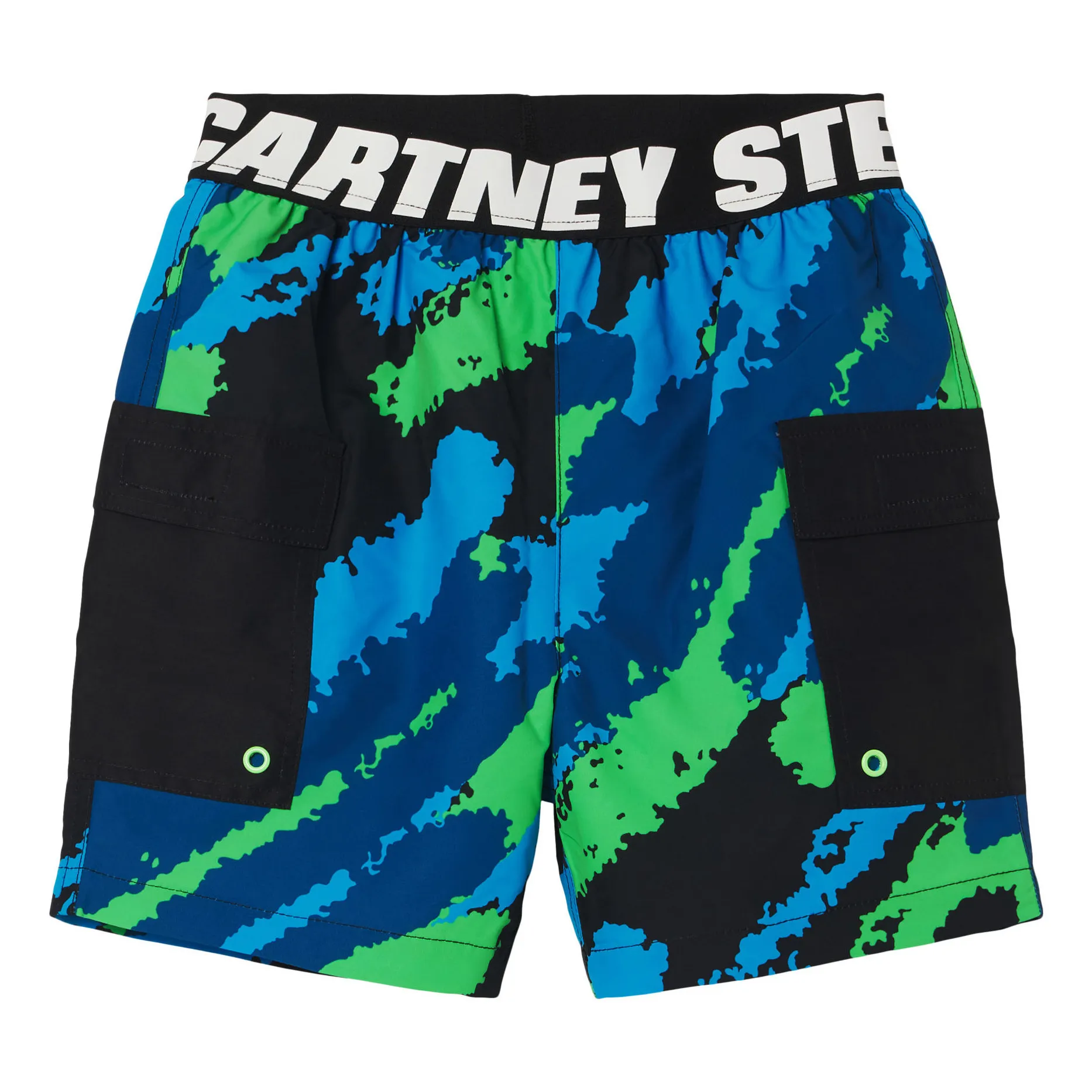 Stella Mccartney Kids Black Recycled Polyester Swim Trunks - Active Wear Collection