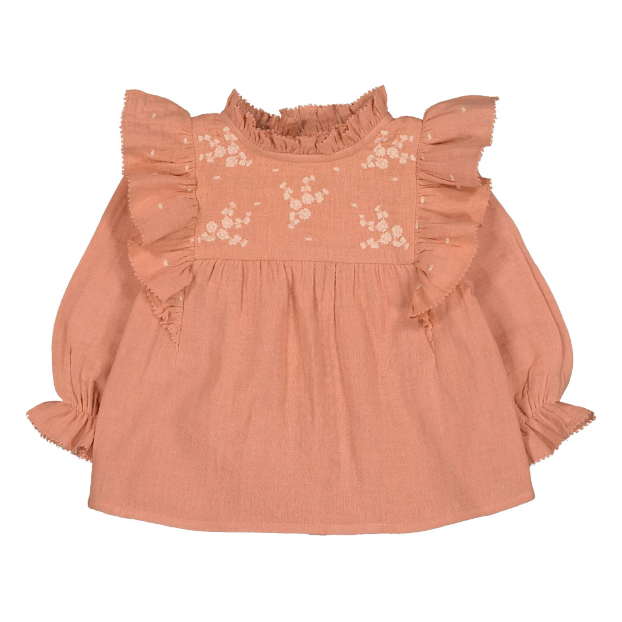Louis Louise Pink Amandette Organic Cotton Muslin Embroidered Blouse