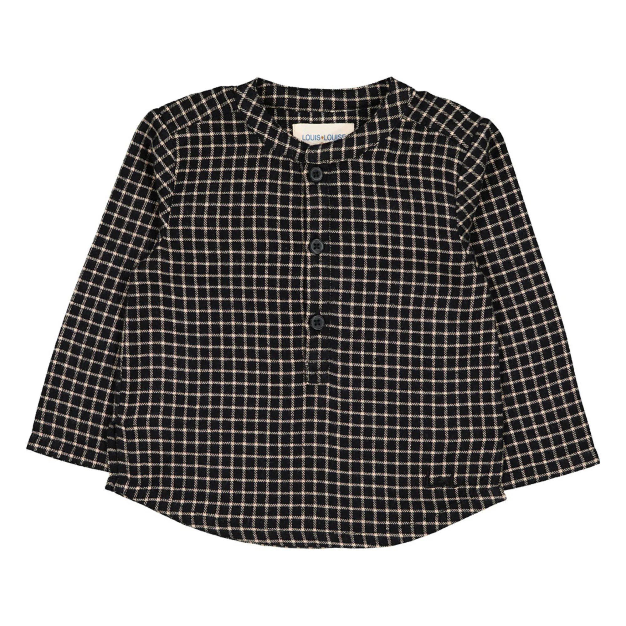 Louis Louise Black Grandfather Checked Kurta Shirt